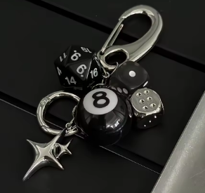 Star Dice Black Eight Ball Pendant Handmade DIY Ornament for Keychains Bags Car Decor