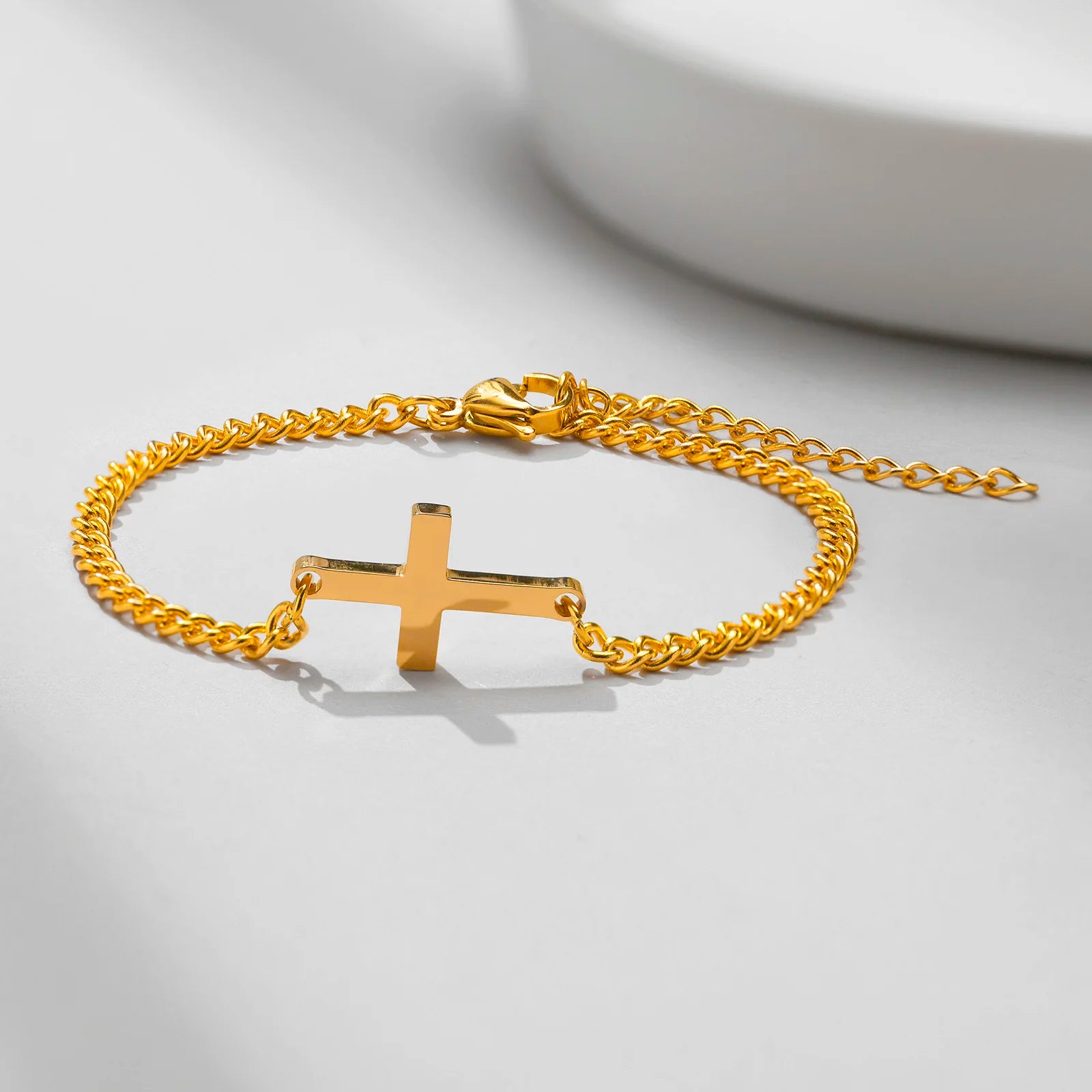Stainless Steel Cross Bracelet Waterproof Fade Resistant Wristband
