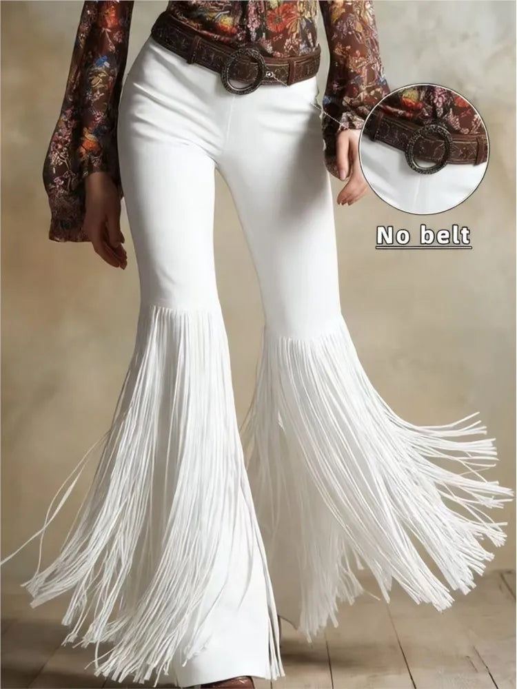 Women’s Retro Western Tassel Suede Pants