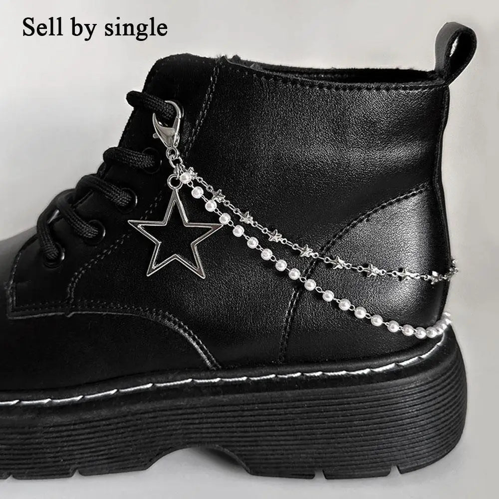Metal Pearl Chain Canvas Shoes Buckles Charms For Trainers,shoes,boots And Crocs Gold Silver Detachable