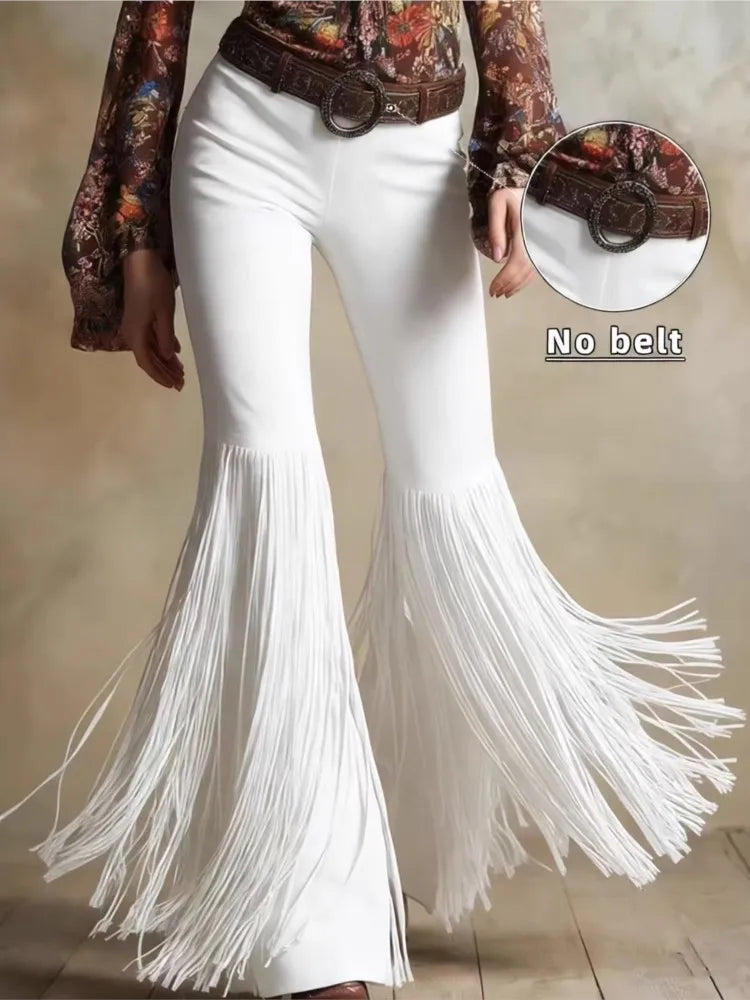 Women’s Retro Western Tassel Suede Pants