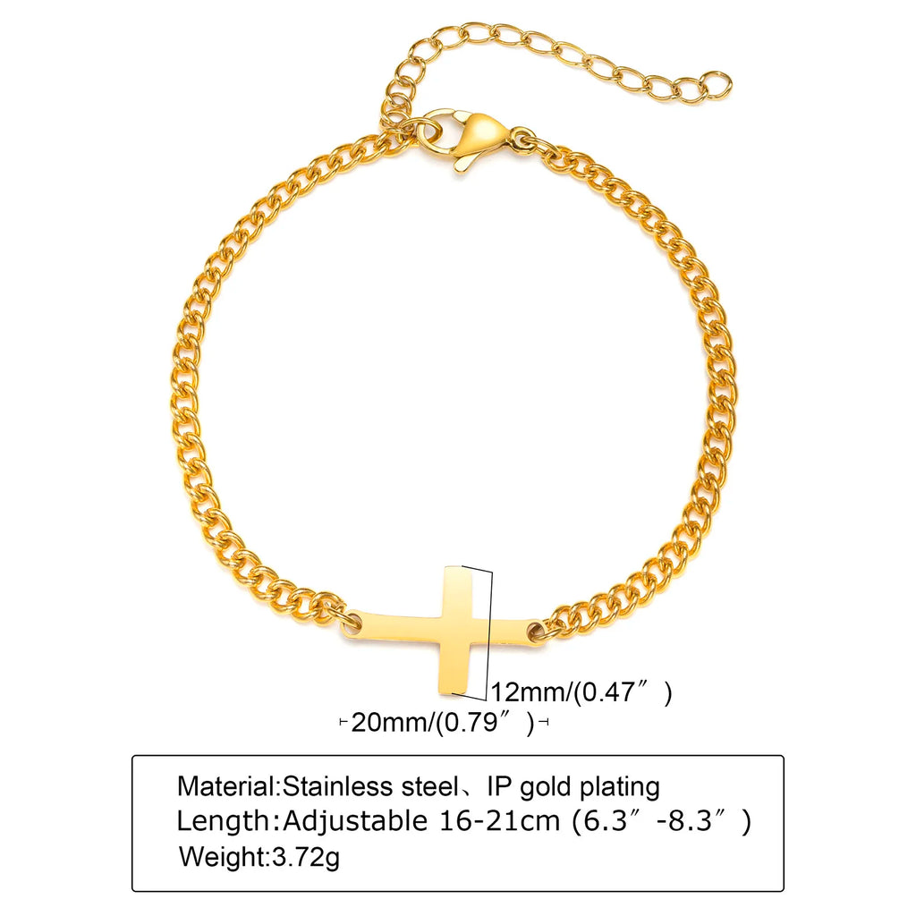 Stainless Steel Cross Bracelet Waterproof Fade Resistant Wristband