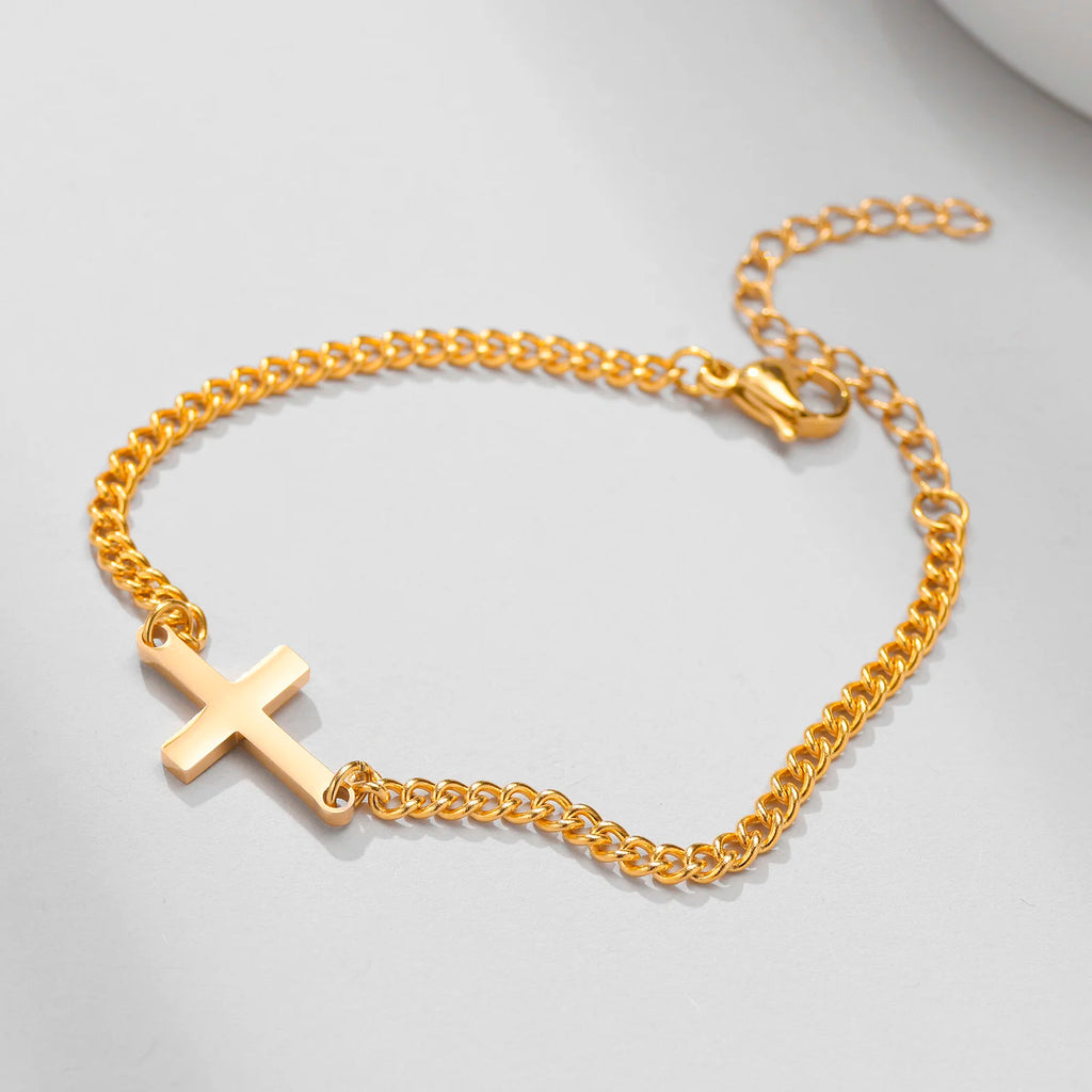 Stainless Steel Cross Bracelet Waterproof Fade Resistant Wristband