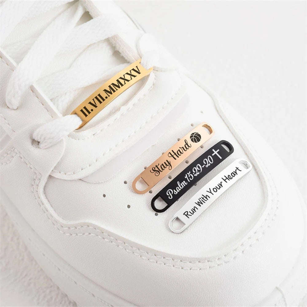 Personalized Metal Shoe Tags ✨ Custom Engraved Names on Stainless Steel Lace Charms – Unique Shoe Buckles for Men & Women 🏃‍♀️ #CustomStyle #ShoeJewelry"