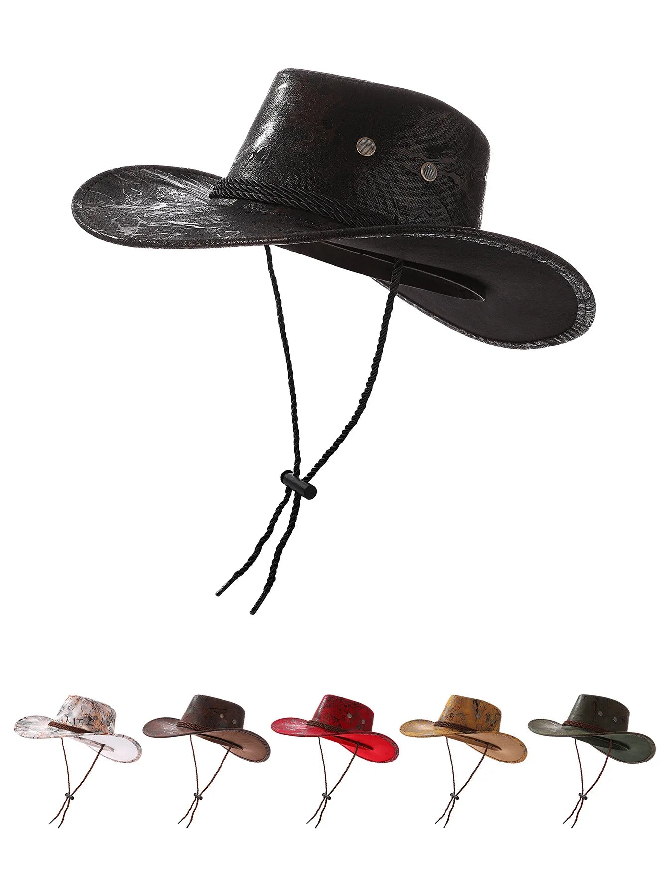 Vintage Western Cowboy Hat | Wide Brim Leather Cloche for Men & Women