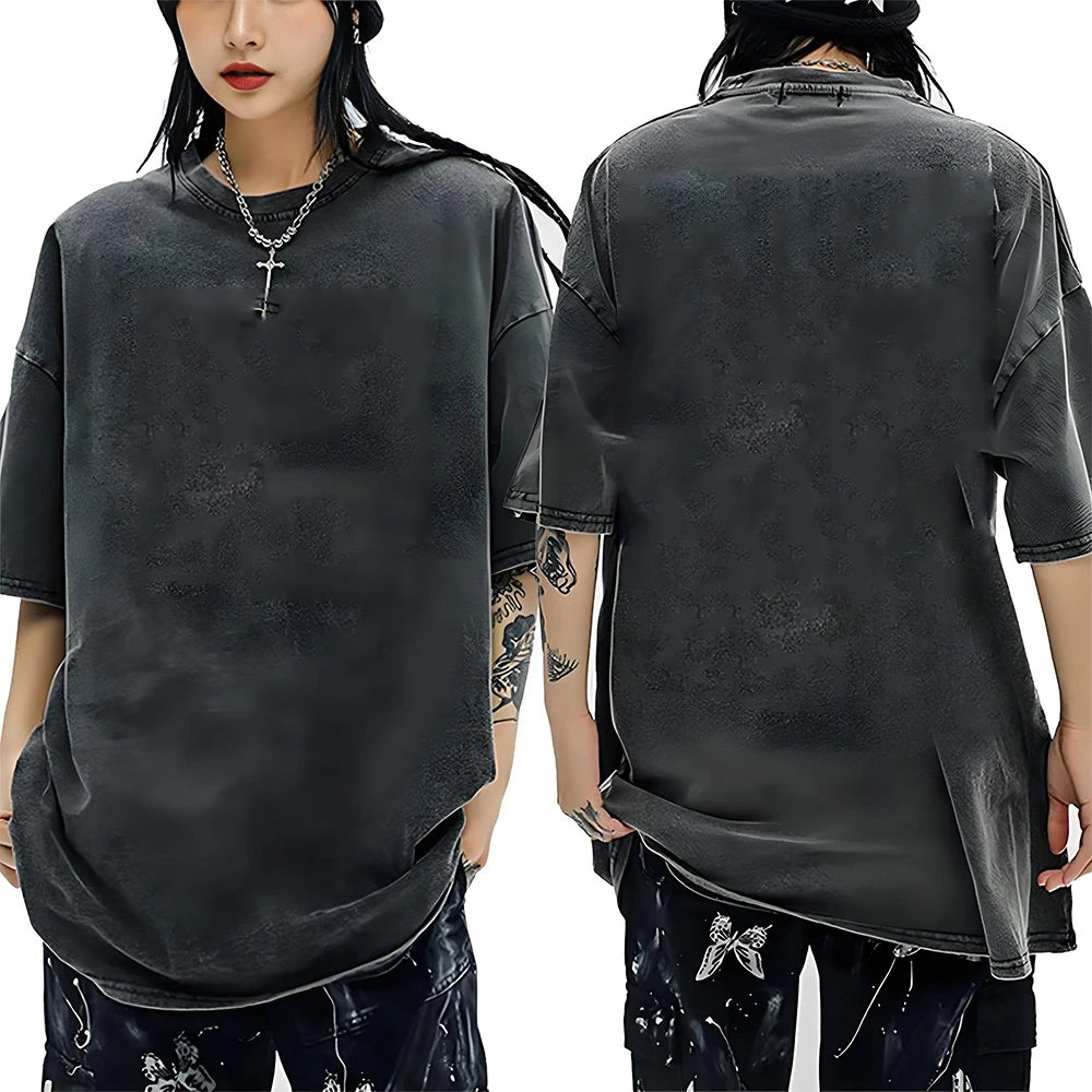 2026 Streetwear Vibes ✨ Washed Vintage Hip Hop & Punk T-Shirt for Women – Retro Acid Wash Cotton Top, Neutral Short Sleeve Style 🔥 #StreetStyle #PunkFashion