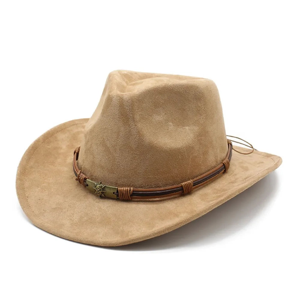 Western Cowboy Hat – Men’s Jazz Knight Felt Hat with Skull-Shaped Decoration, Ethnic Grassland Sombrero Style