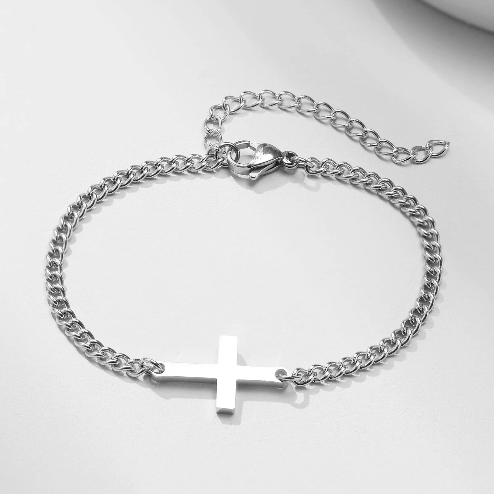 Stainless Steel Cross Bracelet Waterproof Fade Resistant Wristband