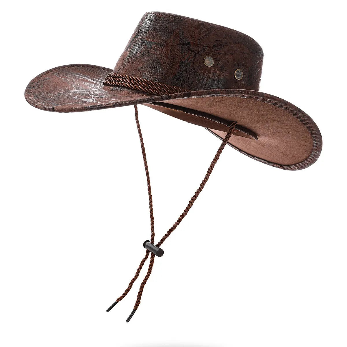 Vintage Western Cowboy Hat | Wide Brim Leather Cloche for Men & Women