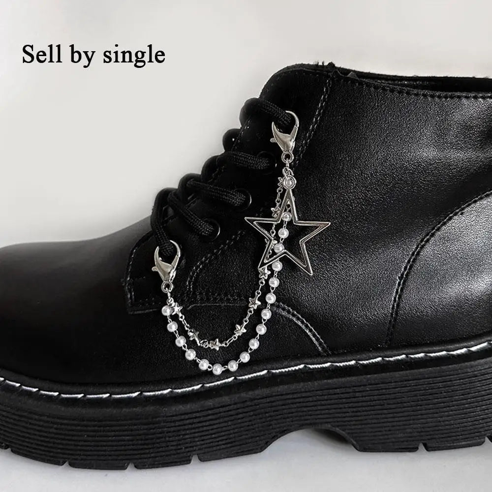 Metal Pearl Chain Canvas Shoes Buckles Charms For Trainers,shoes,boots And Crocs Gold Silver Detachable