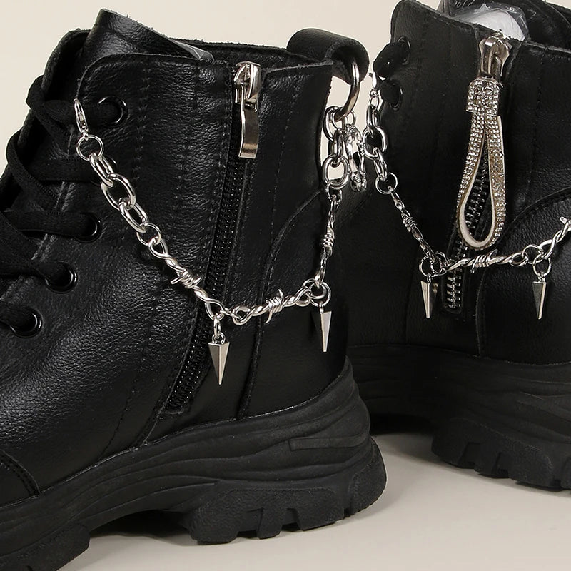 Gothic Skull Moth Metal Shoe Chain for Combat Boots – Punk Goth Street Style Jewelry Accessory