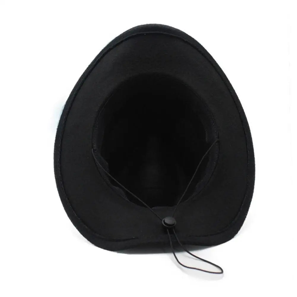 Women’s Western Cowboy Hat – Studded Pinched Cowgirl Fedora with Wide Brim and Belt Buckle