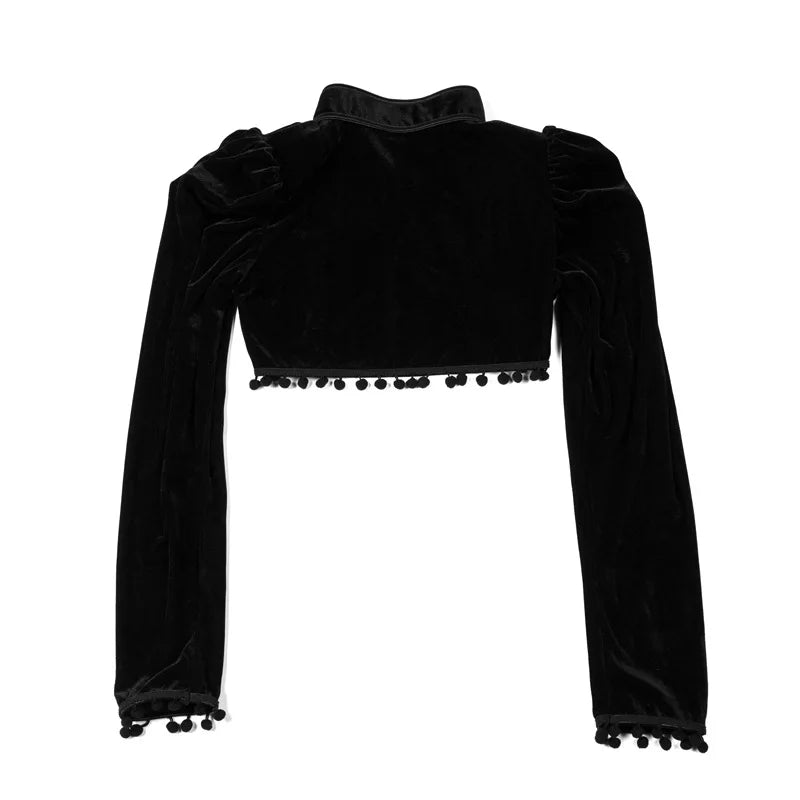 Gothic Steampunk Vibes 🖤 Cropped Tassel Jacket #GothStyle