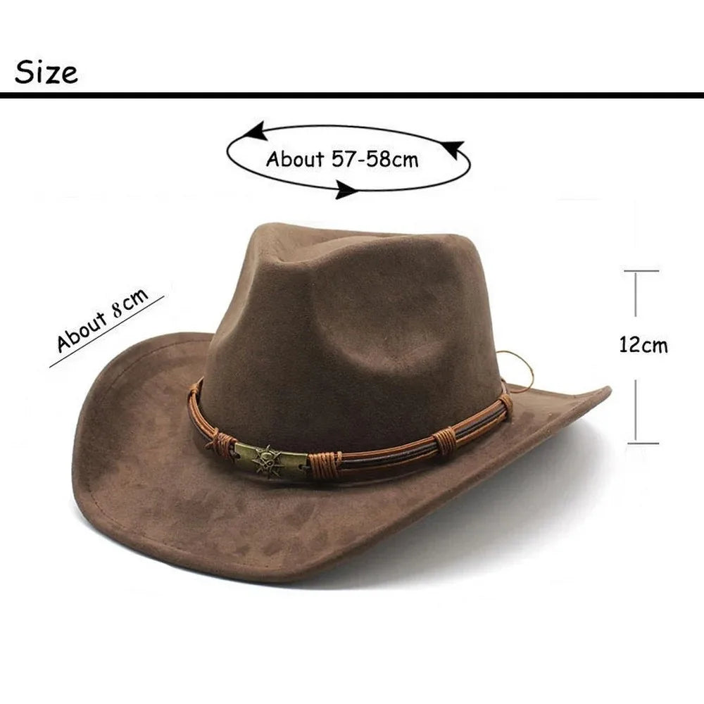 Western Cowboy Hat – Men’s Jazz Knight Felt Hat with Skull-Shaped Decoration, Ethnic Grassland Sombrero Style