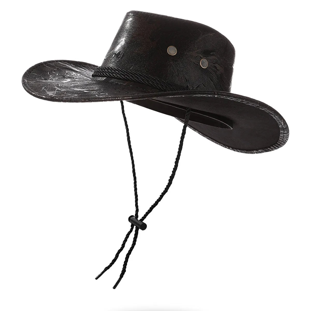 Vintage Western Cowboy Hat | Wide Brim Leather Cloche for Men & Women