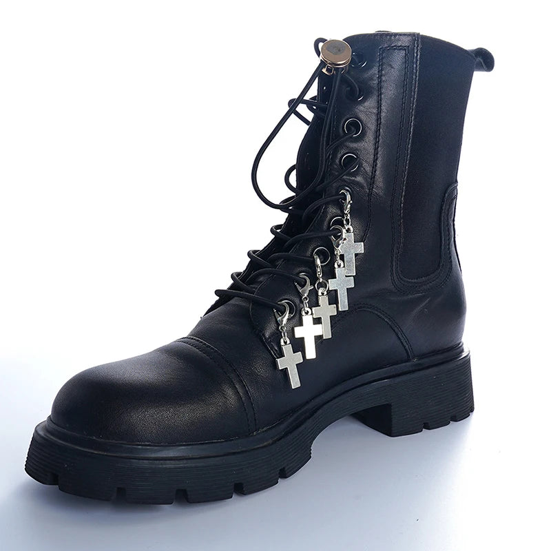 Gothic Skull Moth Metal Shoe Chain for Combat Boots – Punk Goth Street Style Jewelry Accessory