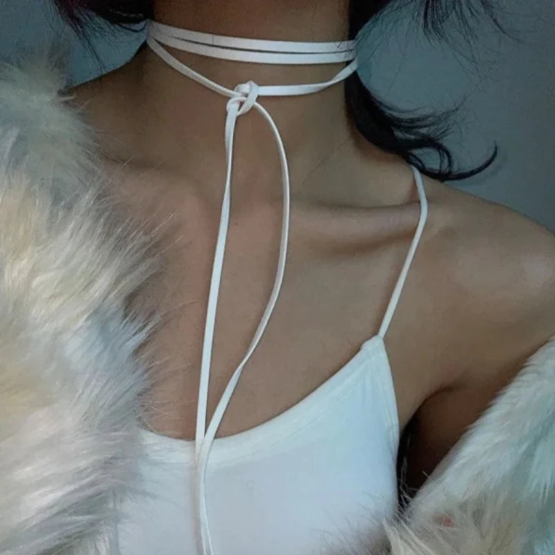 Gothic Bows Pendant Necklace Adjustable Velvet Rope Choker EMO