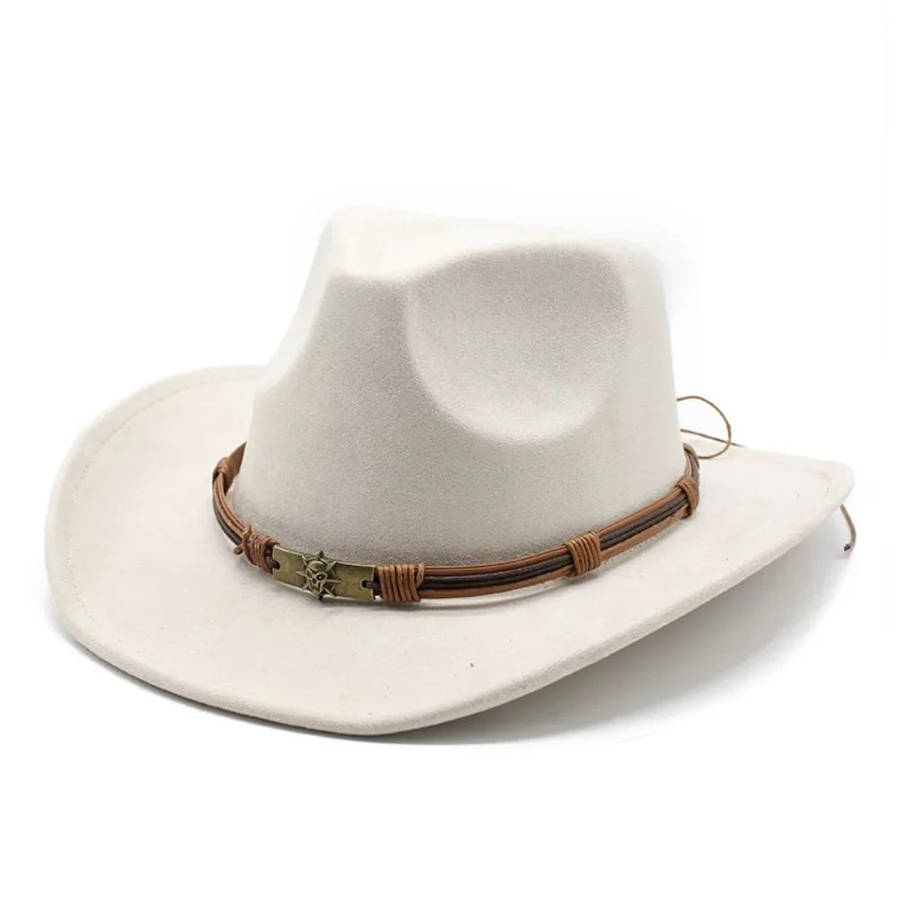 Western Cowboy Hat – Men’s Jazz Knight Felt Hat with Skull-Shaped Decoration, Ethnic Grassland Sombrero Style