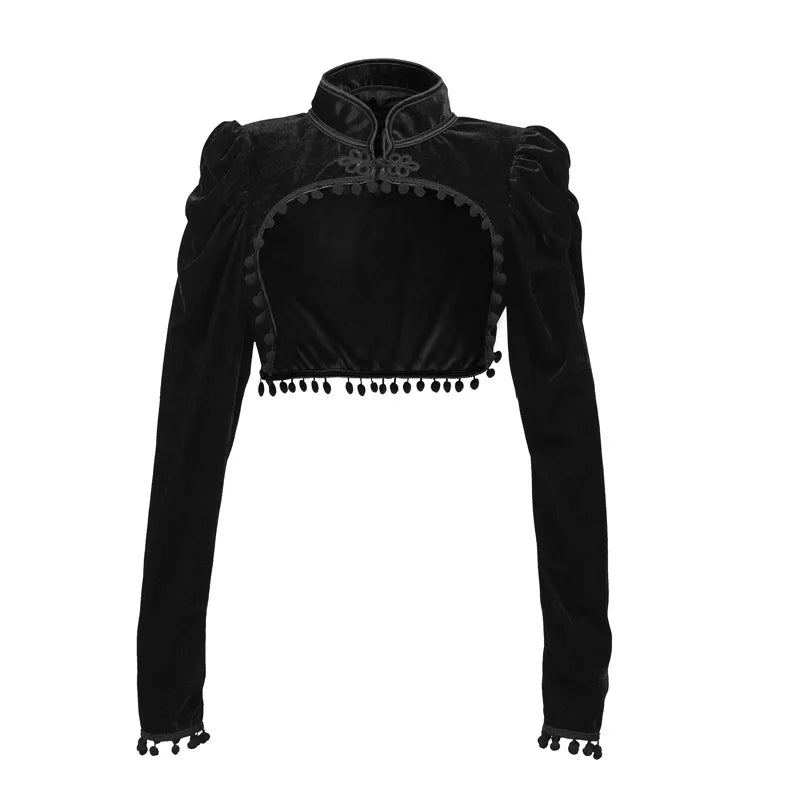 Gothic Steampunk Vibes 🖤 Cropped Tassel Jacket #GothStyle