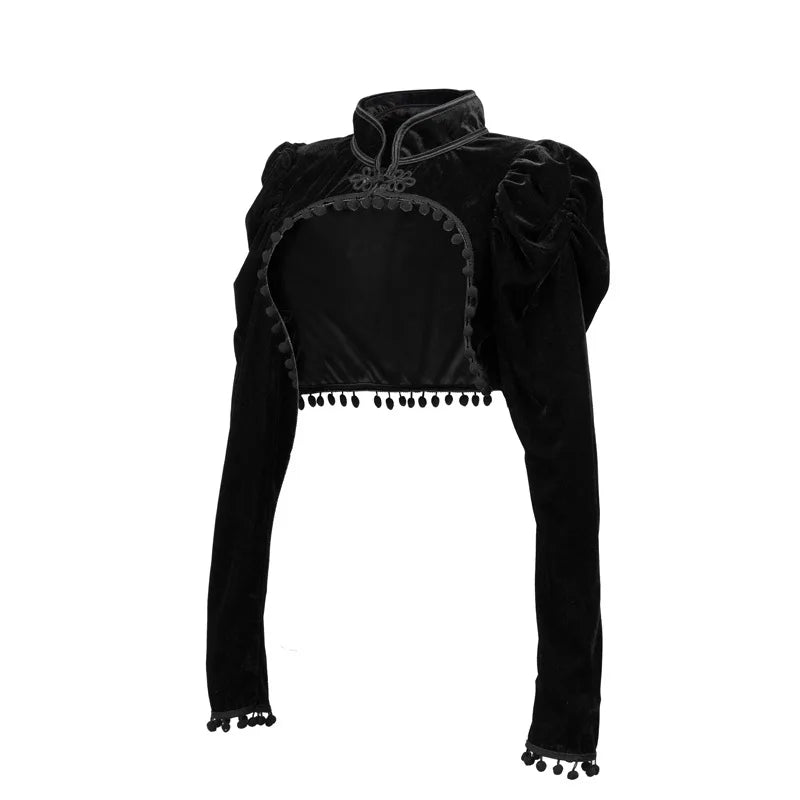 Gothic Steampunk Vibes 🖤 Cropped Tassel Jacket #GothStyle