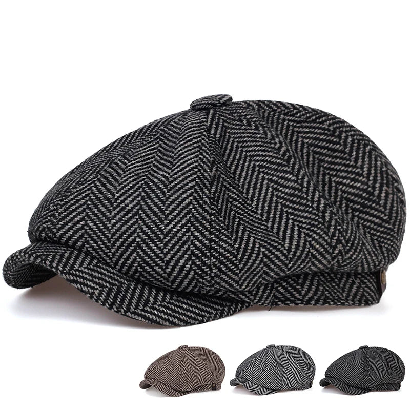 Peaky Blinders style Fashion Cap For Men And Women Herringbone Flat Cap