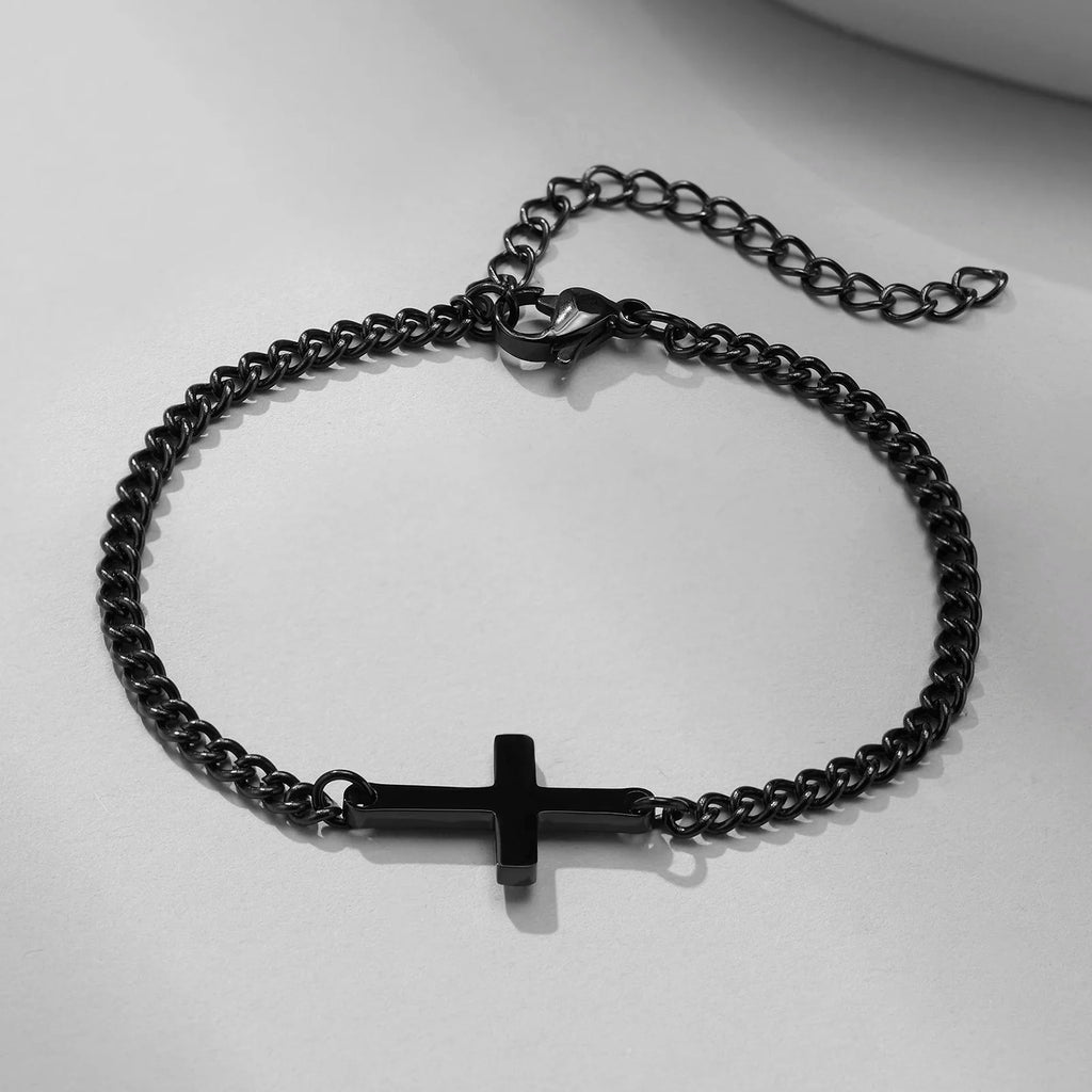 Stainless Steel Cross Bracelet Waterproof Fade Resistant Wristband