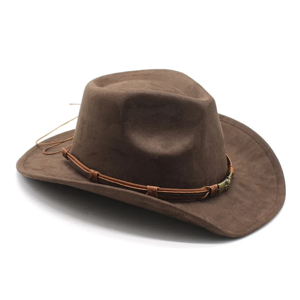 Western Cowboy Hat – Men’s Jazz Knight Felt Hat with Skull-Shaped Decoration, Ethnic Grassland Sombrero Style