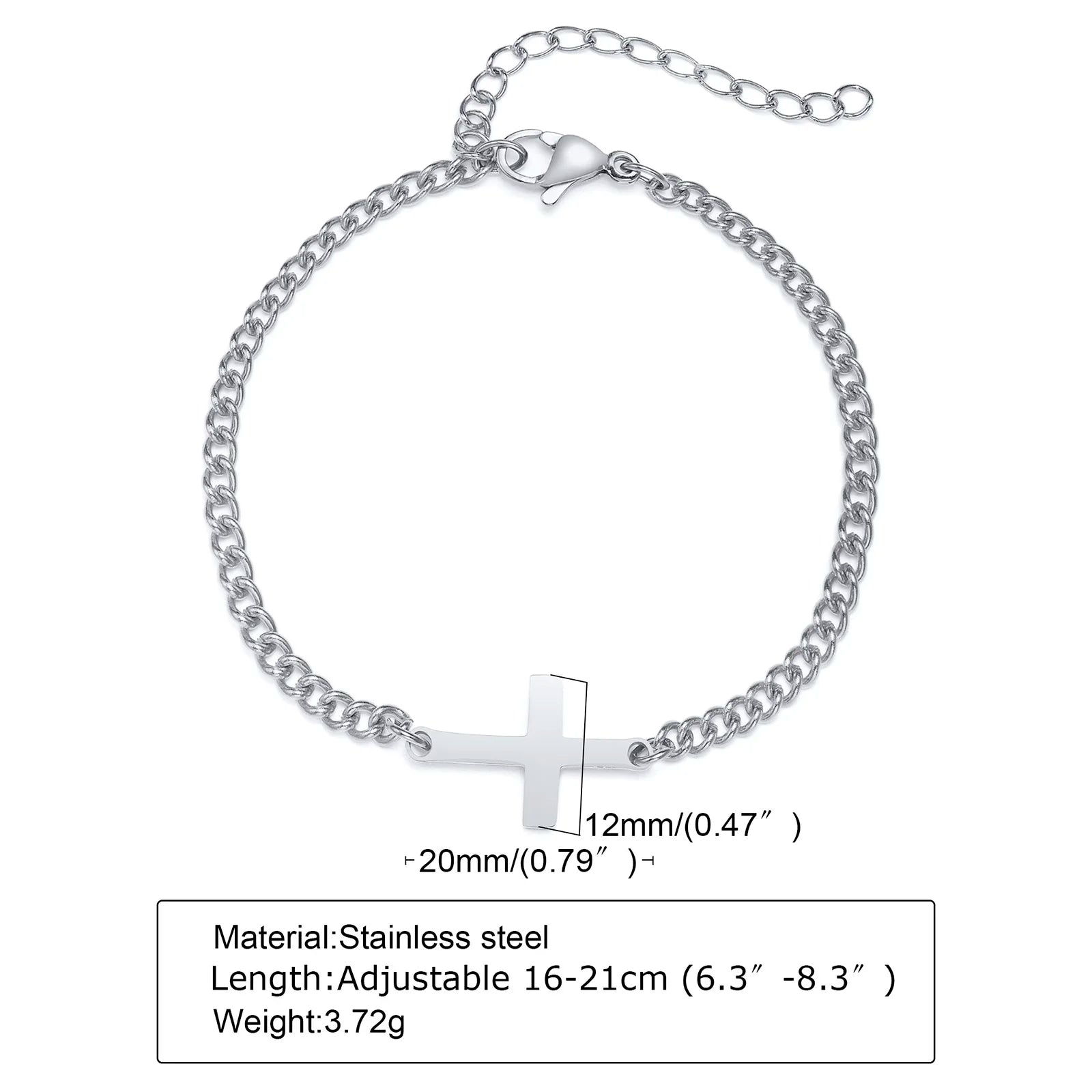 Stainless Steel Cross Bracelet Waterproof Fade Resistant Wristband