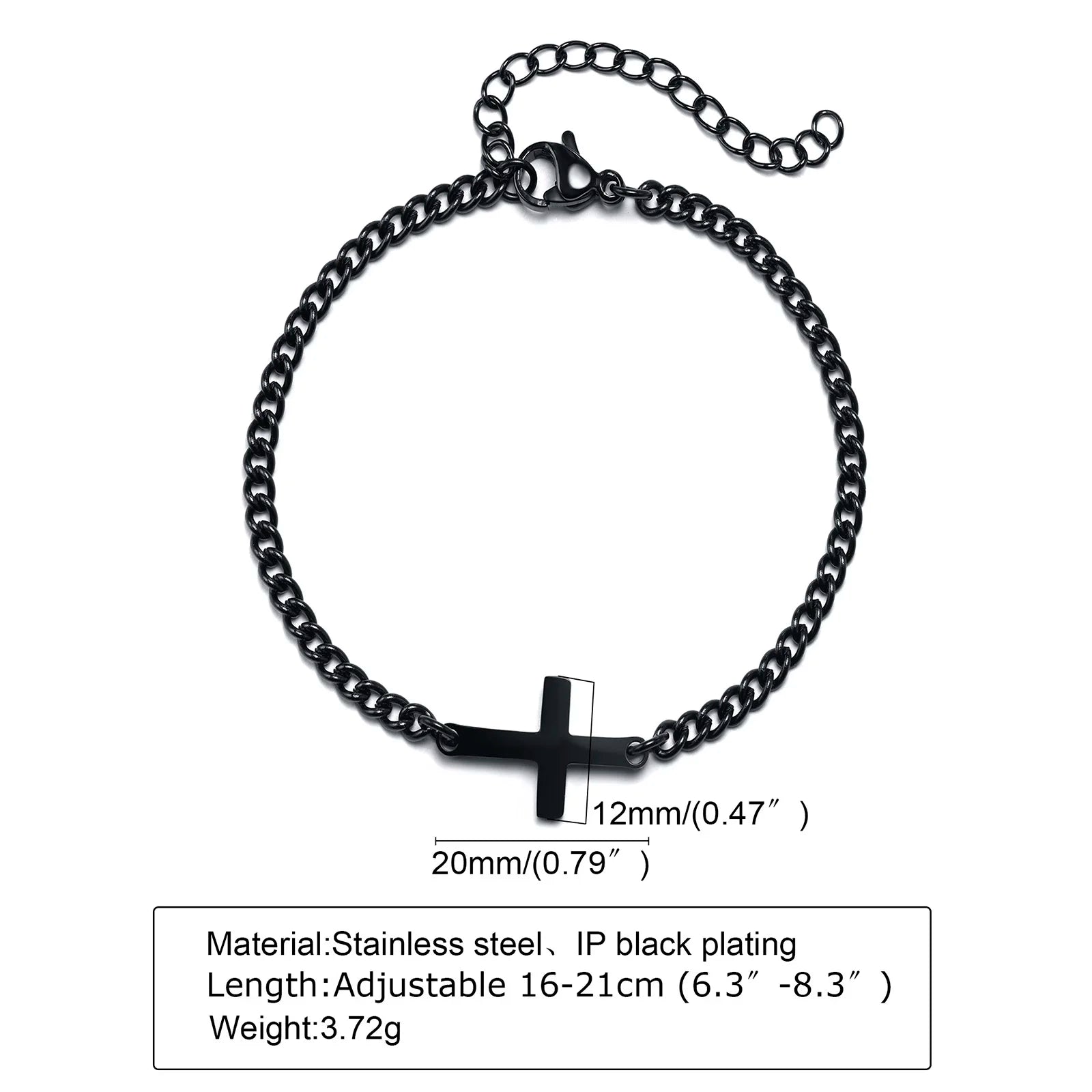 Stainless Steel Cross Bracelet Waterproof Fade Resistant Wristband