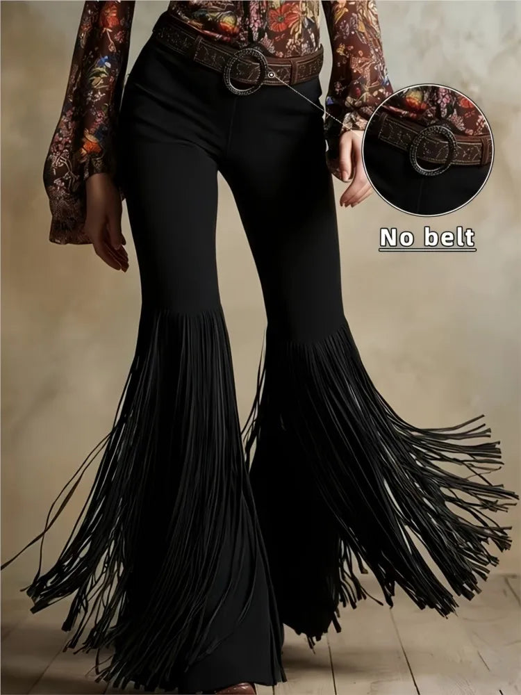 Women’s Retro Western Tassel Suede Pants