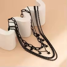 4 Piece Goth Black Star Tassel Choker Set For Layered Look Emo Aesthetic Necklaces