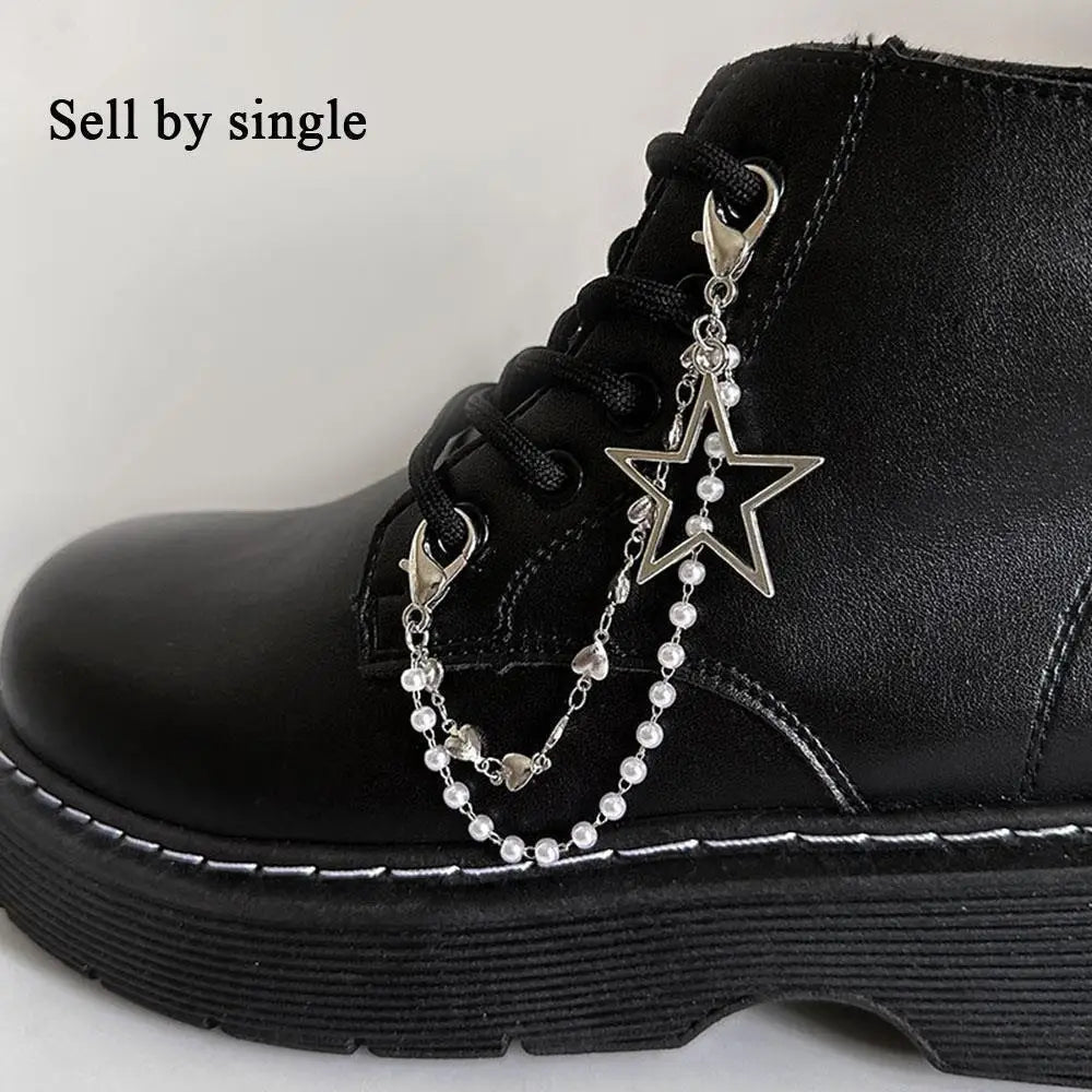 Metal Pearl Chain Canvas Shoes Buckles Charms For Trainers,shoes,boots And Crocs Gold Silver Detachable