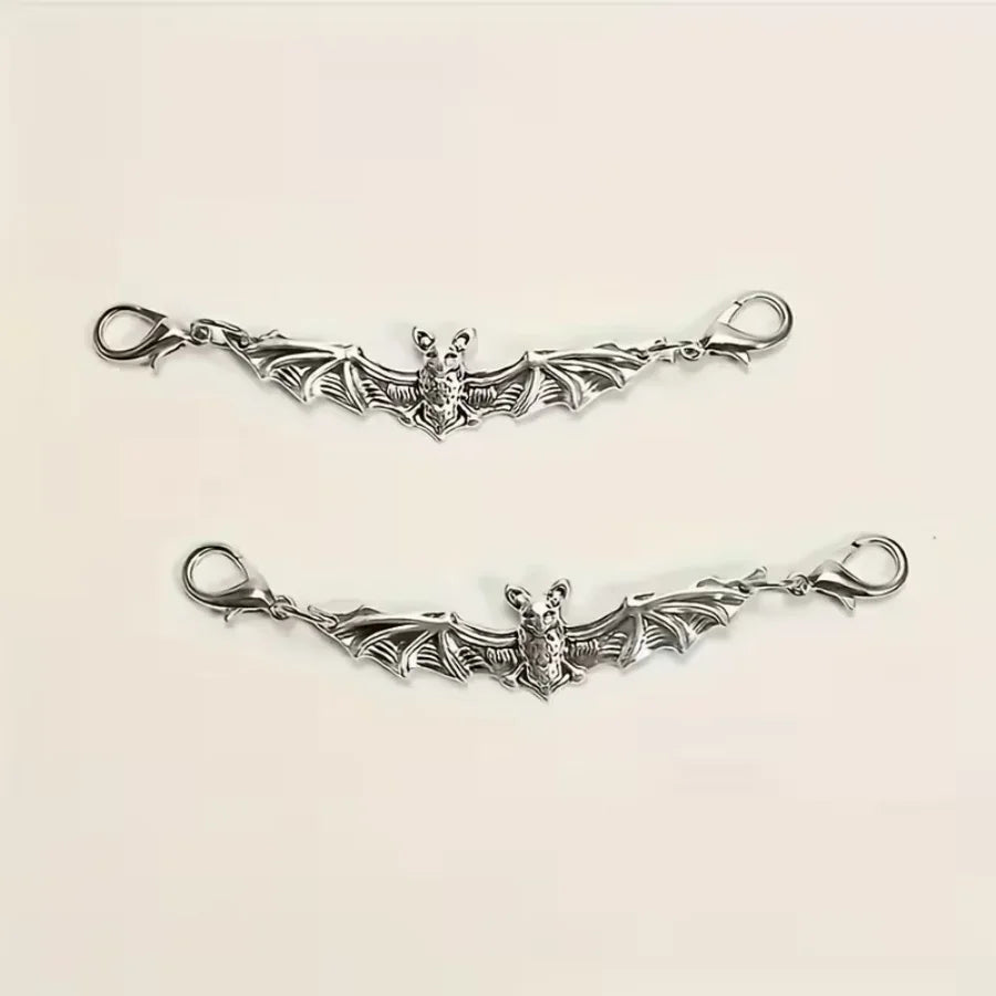2Pcs Gothic Alloy Bat Shoe Lace Buckle Charms Set For Boots Sneakers High Tops DIY Accessory
