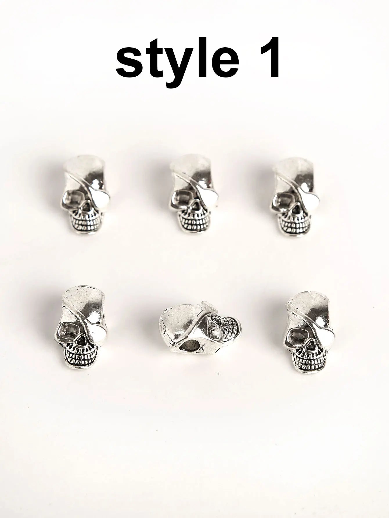 6 Pieces Gothic Hip Hop Skull Charms For Shoes DIY Decor Boots And shoes