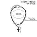 Layered Crystal Droplet Cross Choker Set Gothic Inspired Dark Emo Punk Statement Necklace IngeSight.Z