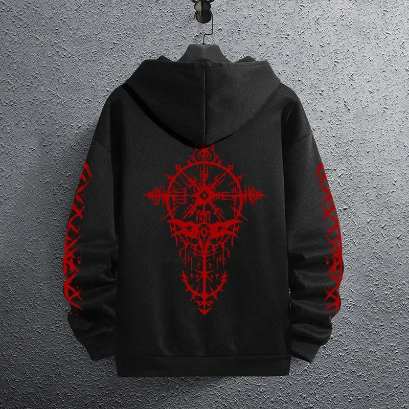 2026 Black Goth All-Weather Hoodie 🖤🔥 Casual Sport Pullover