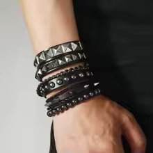 Vintage Leather Bracelet Punk Row Cuspidal Spikes Rivet Stud Wide Cuff PU Leather Punk Gothic Rock Unisex Accessory