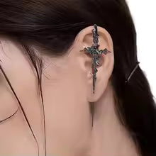 EMO Shadow Chain Ear Cuff No Piercing Required Clip On Secure Lightweight Ear Jewelry