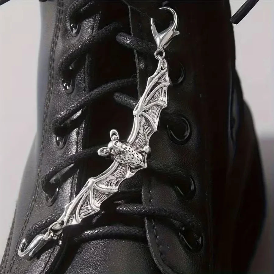 2Pcs Gothic Alloy Bat Shoe Lace Buckle Charms Set For Boots Sneakers High Tops DIY Accessory