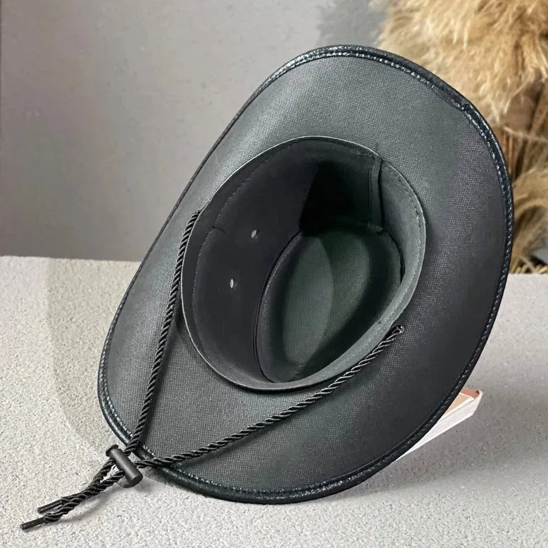 New Fashion Cowboy Hat  | Faux Leather, Cow Head Accent