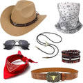 Complete Cowboy Costume Set 🤠 | Hat, Bolo Tie, Belt & Accessories for Men & Women