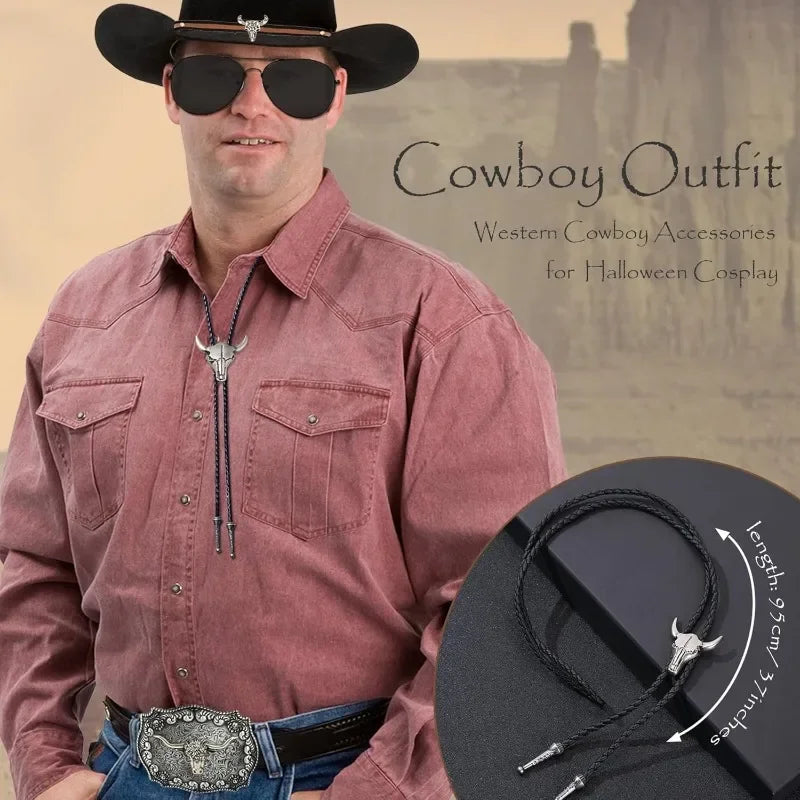 Complete Cowboy Costume Set 🤠 | Hat, Bolo Tie, Belt & Accessories for Men & Women