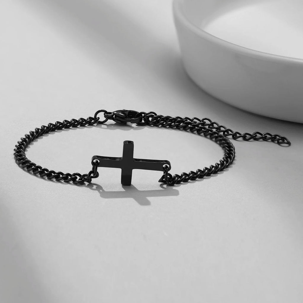 Stainless Steel Cross Bracelet Waterproof Fade Resistant Wristband