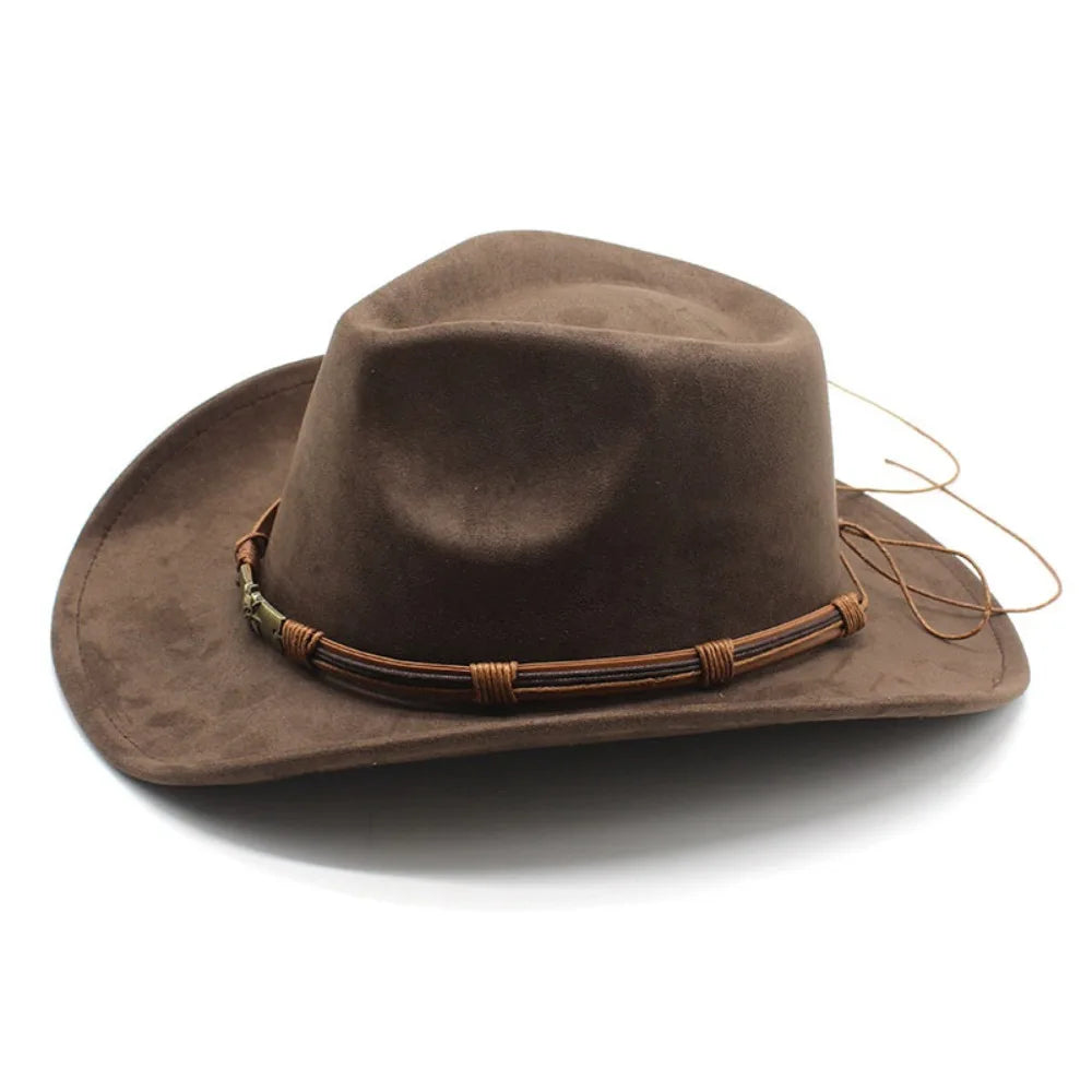 Western Cowboy Hat – Men’s Jazz Knight Felt Hat with Skull-Shaped Decoration, Ethnic Grassland Sombrero Style